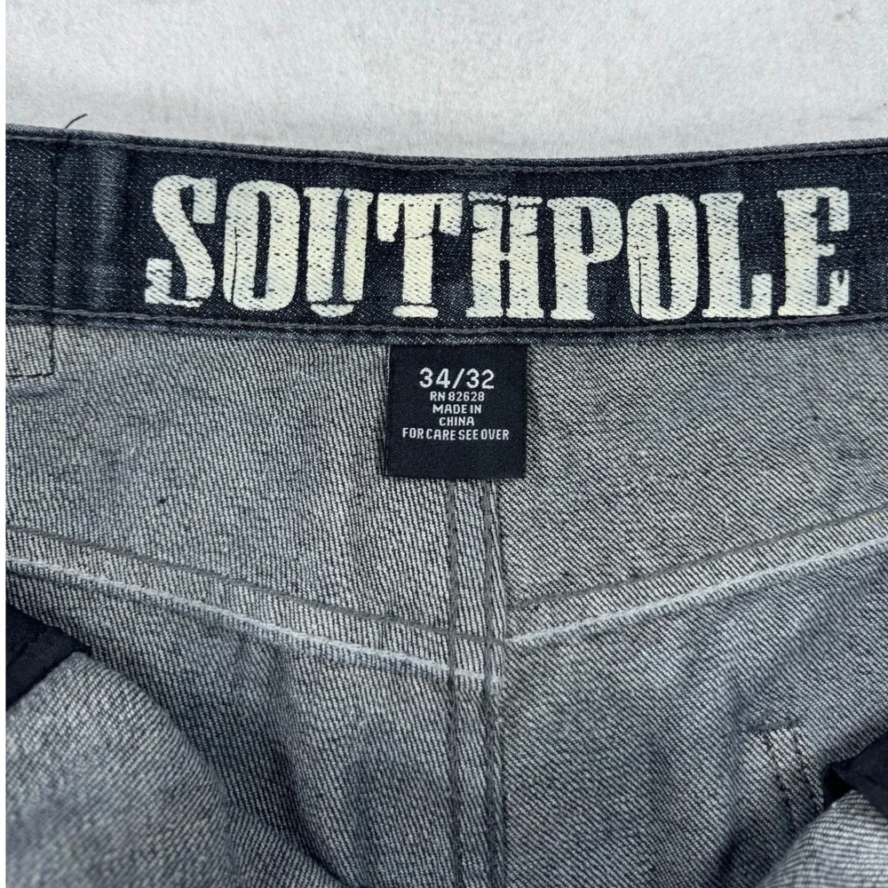 Southpole‎ Mens 34x32 Black Straight Leg Jeans Contrast Stitch Y2K